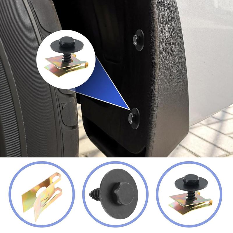 100pcs Car Screws Bolts Metal Plastic Rivet Clips for Auto Body Panels Undertray Engine Under Cover Bumper Fenders Splash Guards