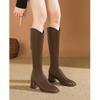 High-heeled Boots Women's 2024 New Autumn and Winter Knee Boots V-mouth High Boots Thick-heeled Thin Knight Boots
