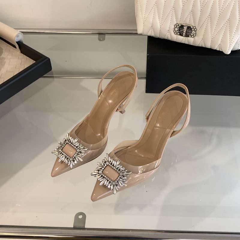 

Белые нюдовые сандалии с сумкой на голове верхняя одежда 2025 женские летние французские стразы тонкий каблук модные нишевые туфли на высоком каблуке 40 телесный