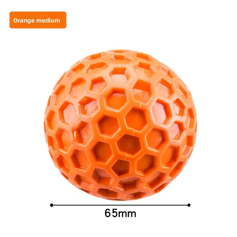 Hundespielzeug Haustier Ball mit Geräusch Wabenform Zähne Reinigen Quetschball Interaktives Spielzeug Welpe Weichgummi