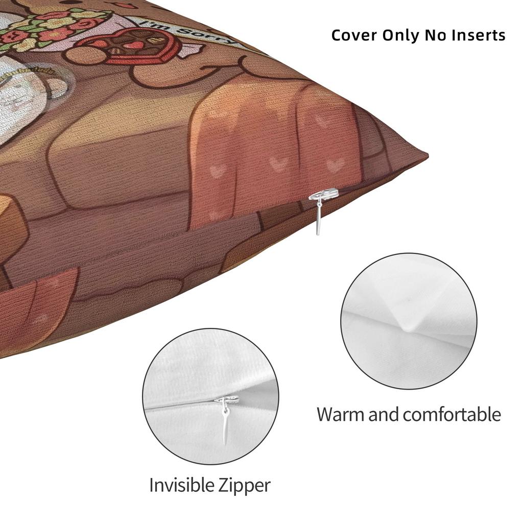 Kawaii Bear Pillow Case Bubu Dudu Graphic Pillow Cover Novelty Pillowcases For Sofa Home Decor