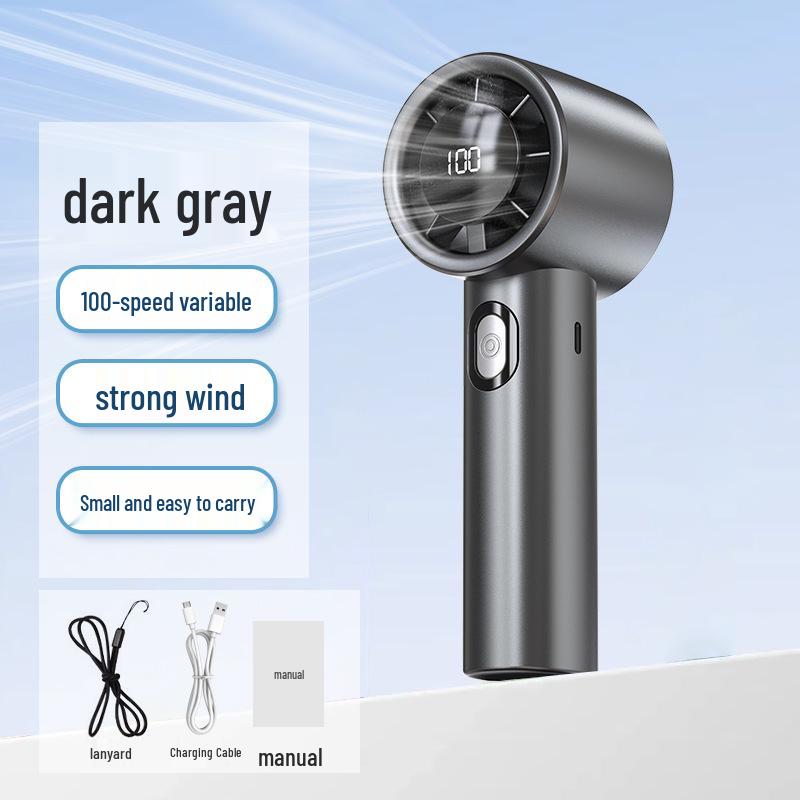 Turbo High-Speed USB Mini Fan: Silent Portable Handheld with 100 Speed Levels 6.7x6.7x18 cm