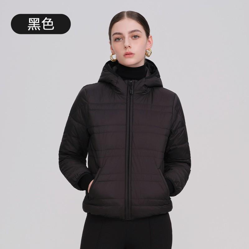 Womens Lightweight Hooded Short Down Jacket 90% White Duck Slim Fit Casual Outerwear Fall Winter 2026