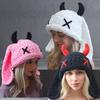 New Wool Hat Cute Little Devil Horns Rabbit Ears Head Cover Thickened Warm Knitted Hat Sweet Cool Wind