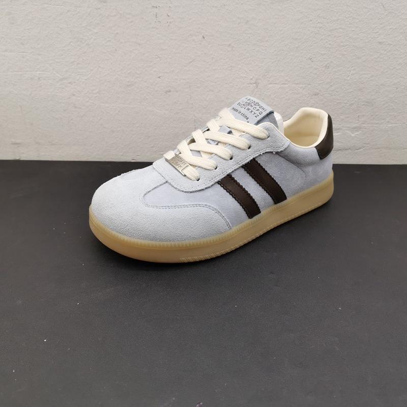 Leather Women's Spring Models Breathable Flat Bottom Lace-up Color Matching Casual Board Shoes Single Shoes Women's Tide