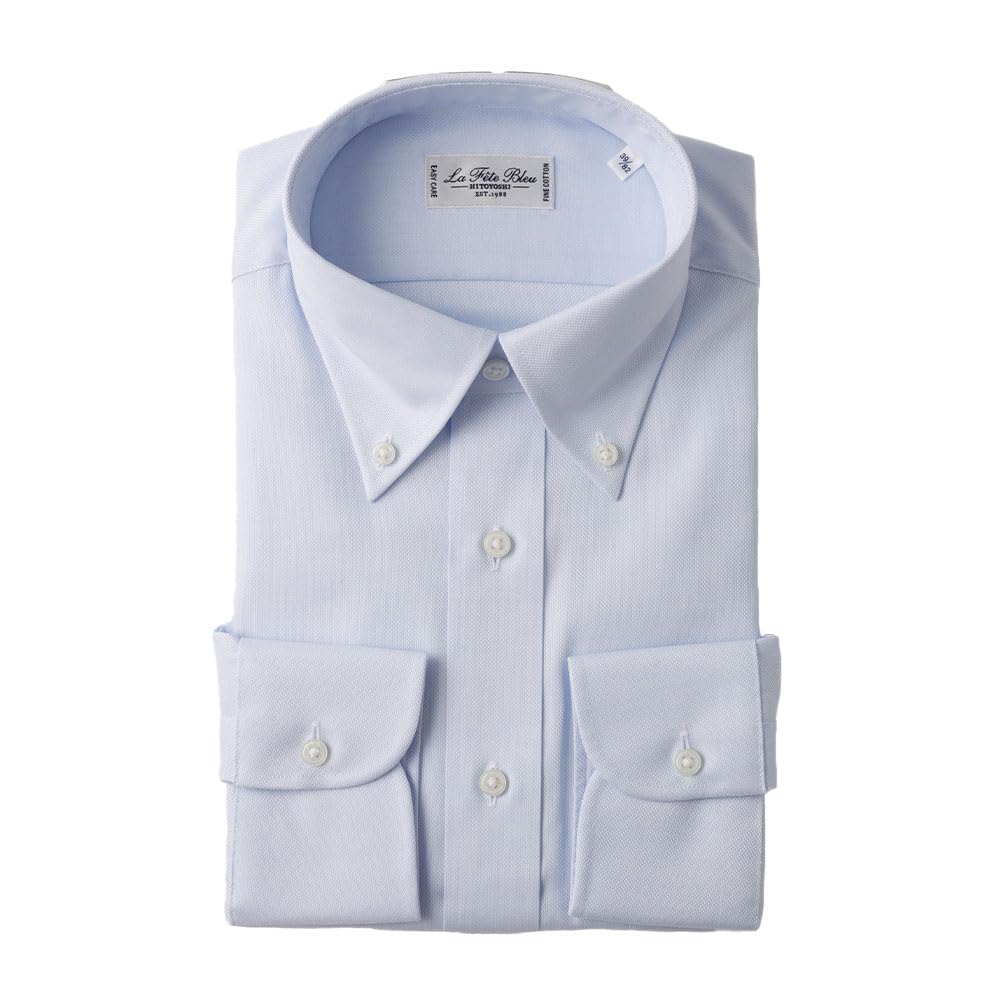 

HITOYOSHI Easy Care Shirt Long Sleeve 10 Sizes Royal Hitoyoshi Dress Shirt Cotton LB-B2 [Button Down/Blue Oxford/42-84] Men s 100%