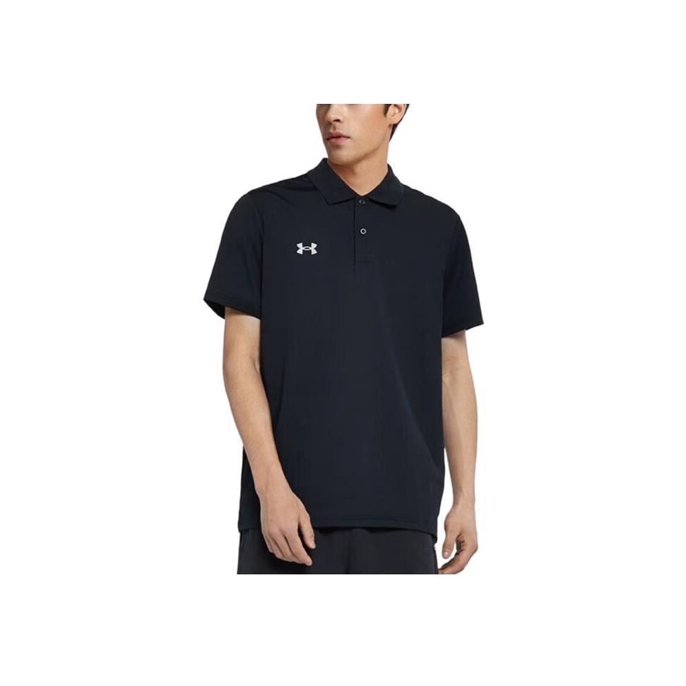 Under Armour Solid Color Breathable Straight Cut Short Sleeve Polo Shirt Men Tops Black 23500507-001