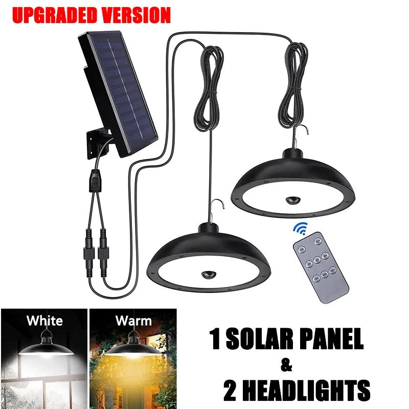 Solar Pendant Lamp Outdoor Waterproof Chandelier Light Hanging Shed LED Decorations with Remote Control for Indoor Shed Barn Roo