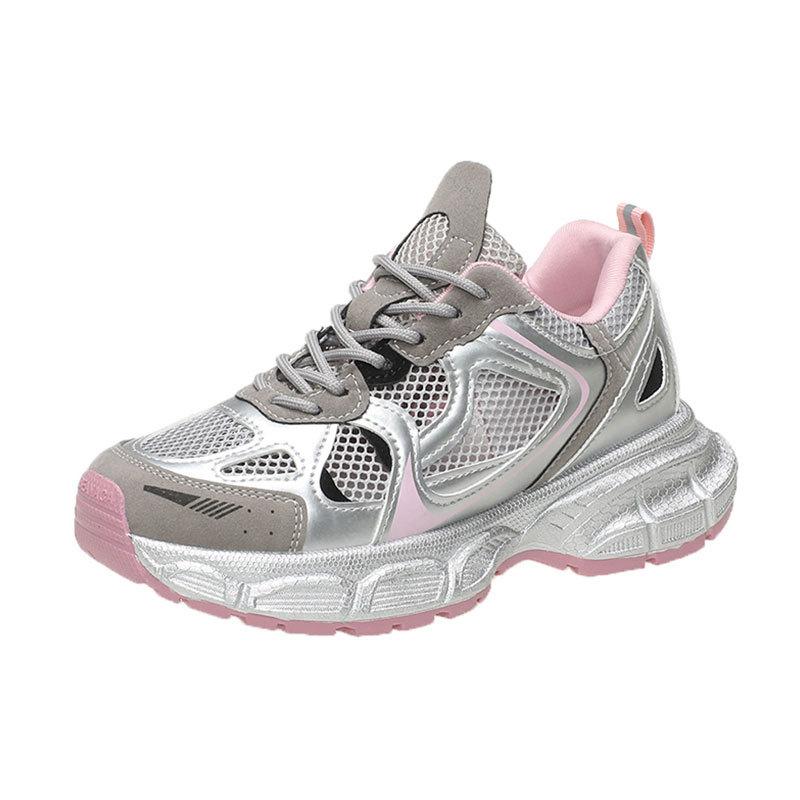 Thick-soled heightening dad shoes women's 2025 new popular silver women's shoes lightweight women's shoes sports and leisure shoes