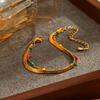 Ingemark Boho Goldfarbene Edelstahl-Schlangenkette Armbänder Damen Retro Stapelbare Bunte Perlenarmbänder Wasserdichter Schmuck