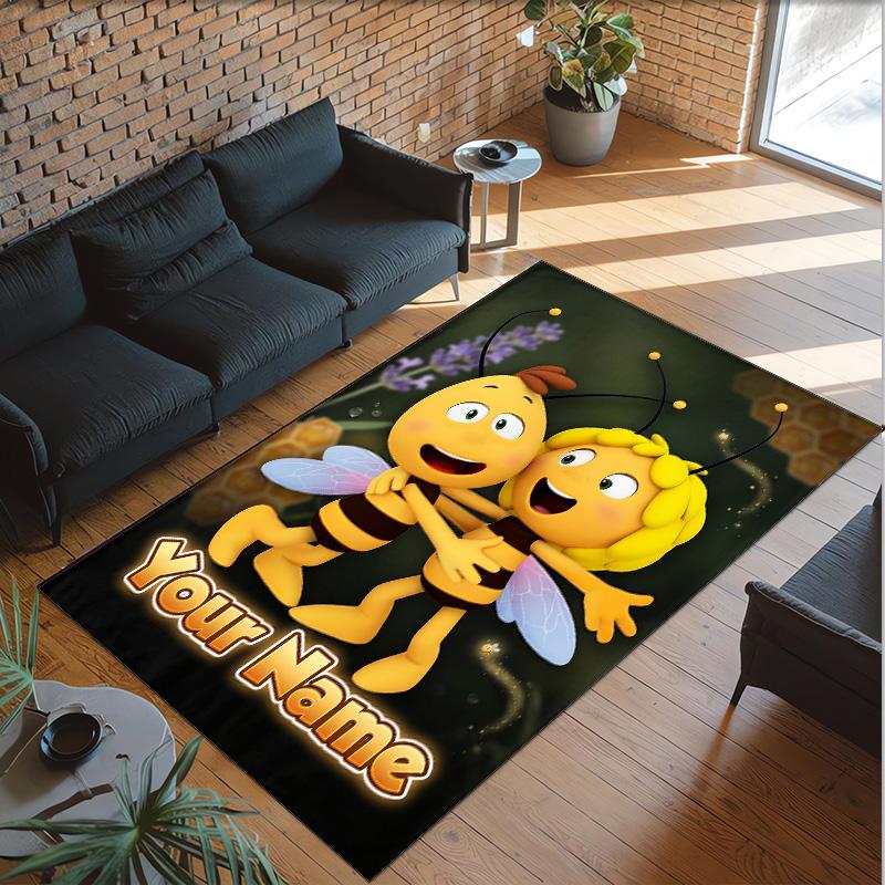 Personalized Crystal Velvet Carpet Custom Name Text,Bing Bunny Anti Slip Area Rug For Home Decoration