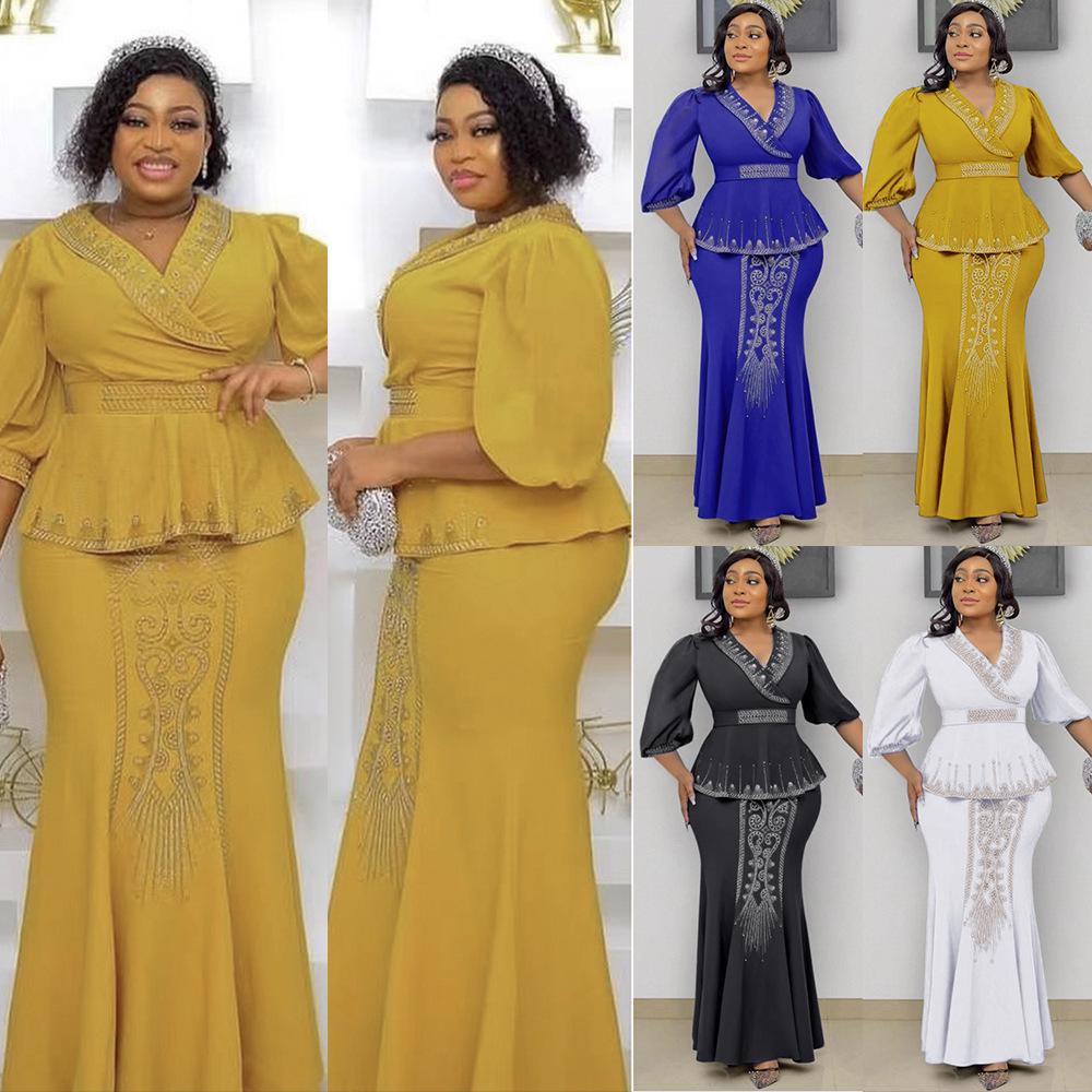 Wish Celebrity Slim Fit Two-Piece Dress Set: Top and Skirt, European and American Style, Plus Size Women's Fashion