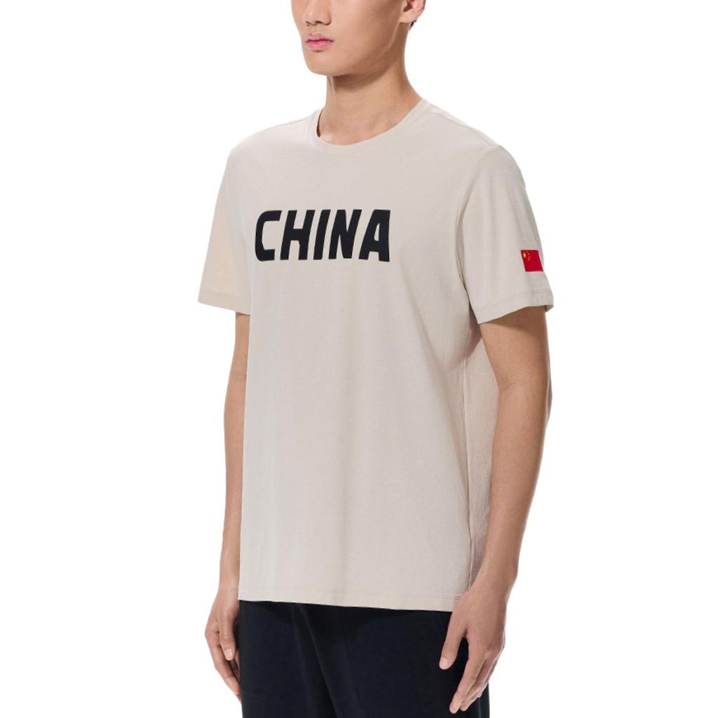 Anta Letter Print UV-Resistant Knit Sports Round Neck Short Sleeve T-Shirt Men Tops Light-Gold-Brown 152320148-2
