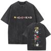 Oversize'owa koszulka z krótkim rękawem w stylu acid wash z nadrukiem graficznym zespołu Radiohead Vintage