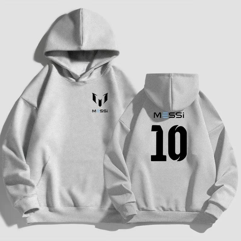 MESSI Baumwolle Bedruckter Hoodie Hohe Qualität Einfarbig Schlichte Sportbekleidung Paar Mode Schlichter Pullover Top Lockerer Street Hoodie