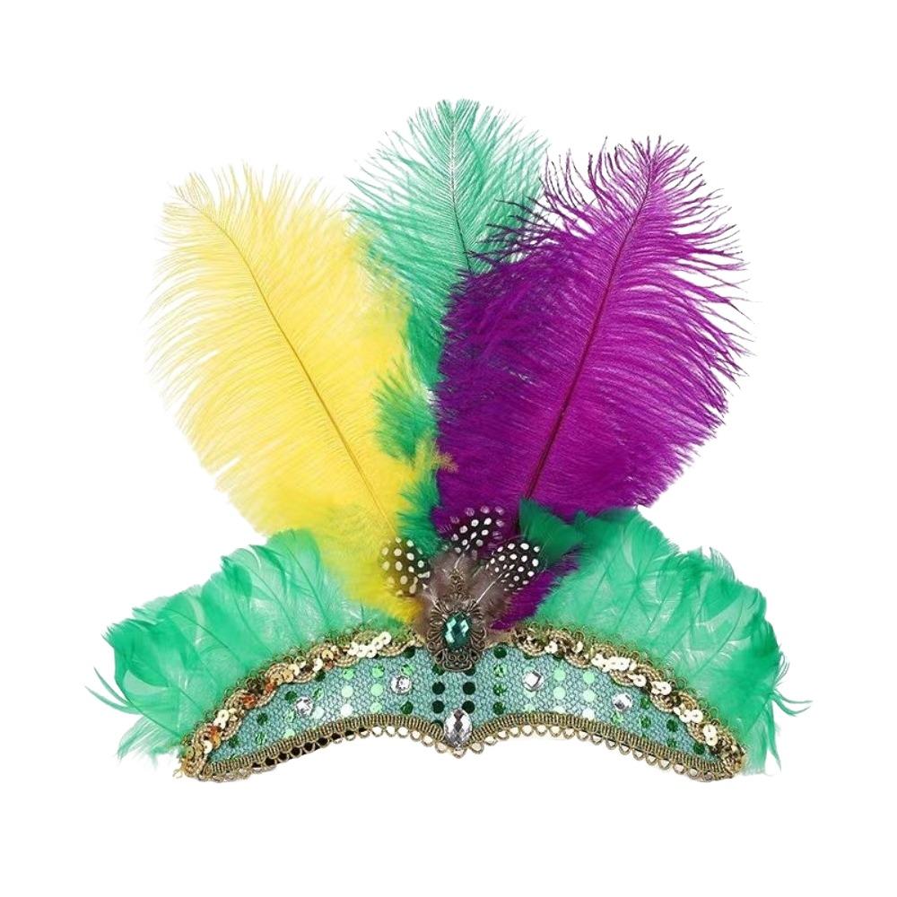 Colorful Feather Headpiece Brazilian Carnival Stage Performance Feather Headdress Decorative Hair Accessories