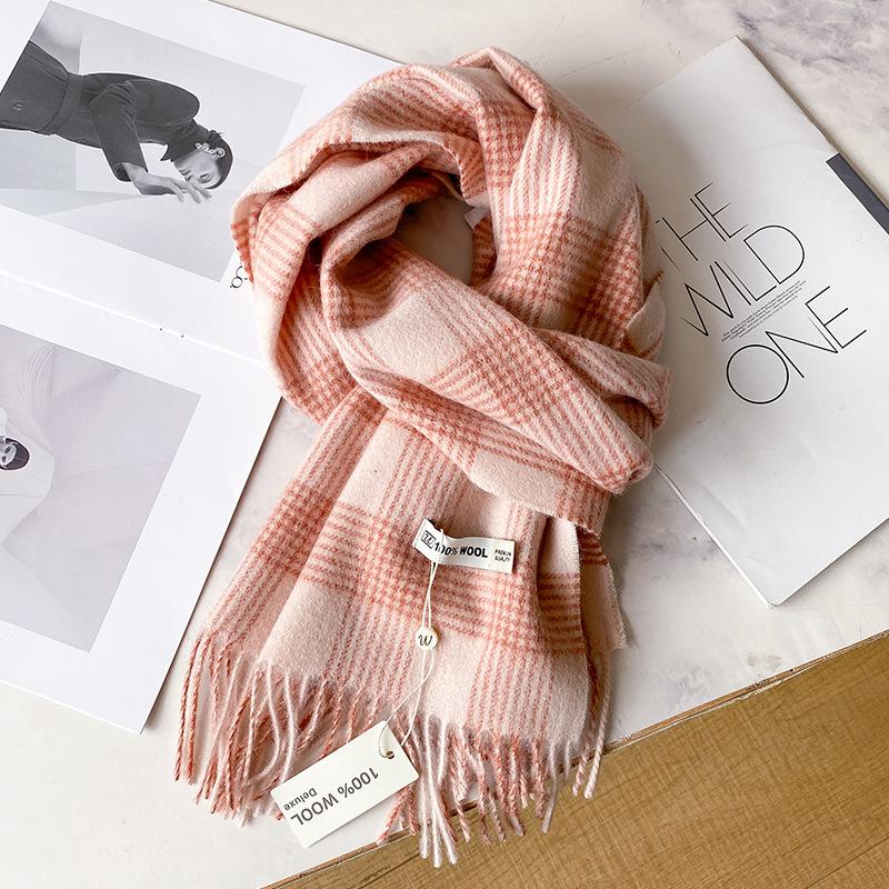 111 pure scarves for men and women, winter Japanese warm versatile plaid birthday gift plaid couple scarf