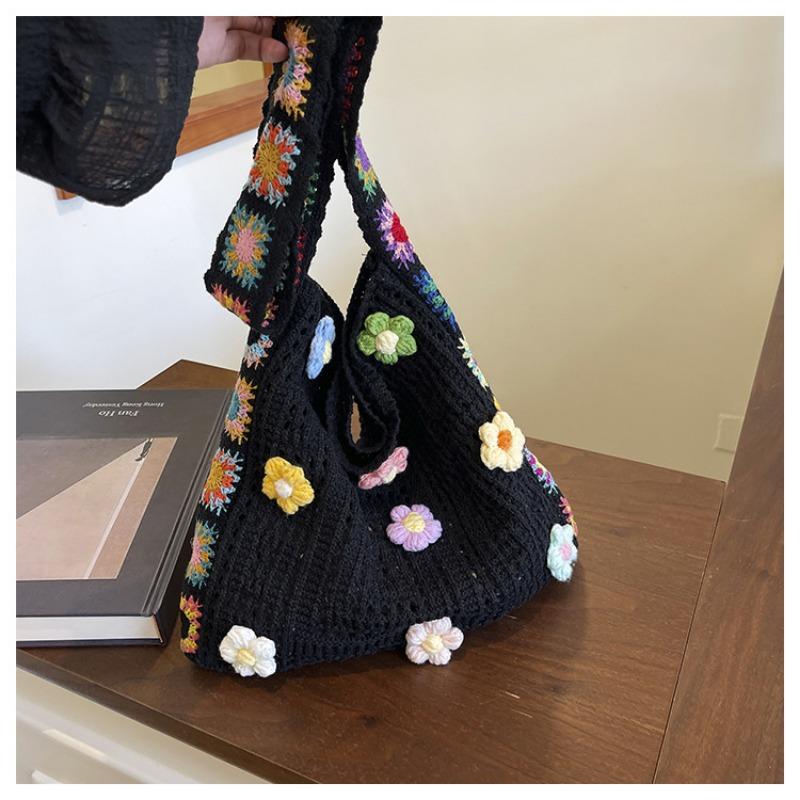 

Вязаная сумка в стиле ленивого ветра, женская новая модная и популярная сумка-тоут, сумка на плечо большой вместимости, сумка-тоут чёрный