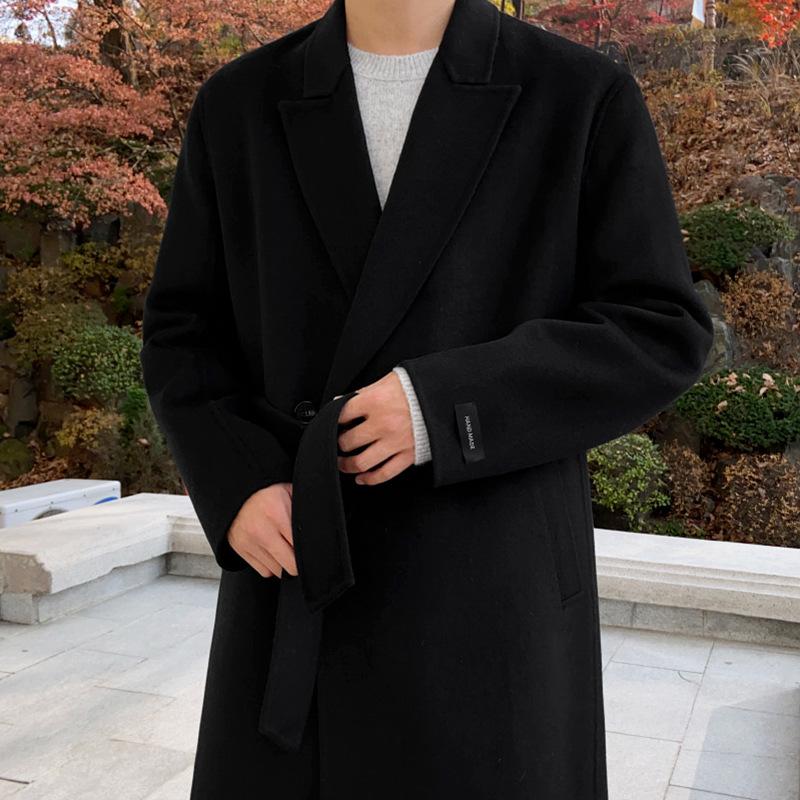 Woolen Coat Men's Winter Thickened Korean Style Trendy Loose Woolen Coat Mid-length Double-sided Woolen Windbreaker