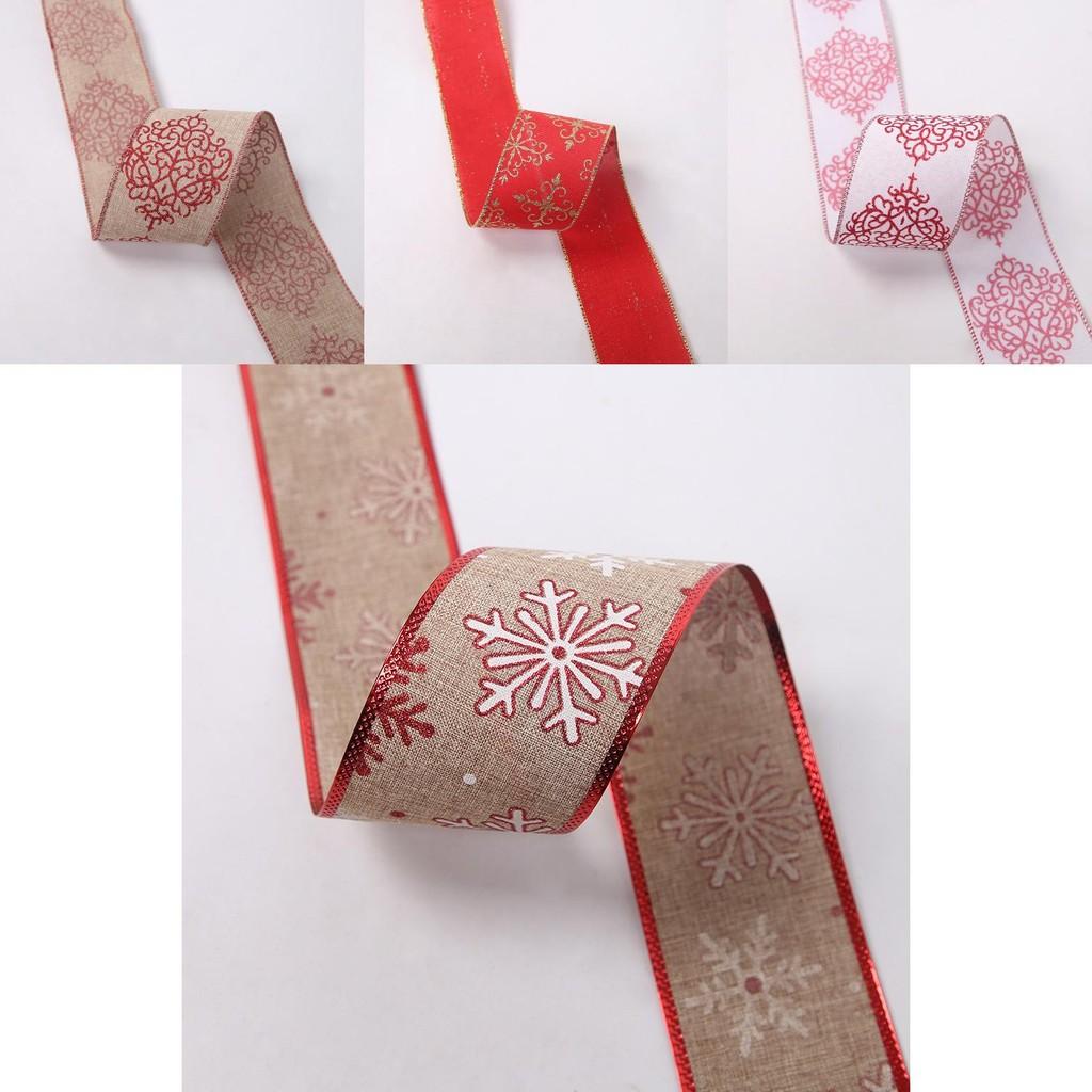 Elegant 2 Meter Christmas Ribbon Decorations With Snowflake And Pine Tree Designs