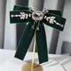 High-end Velvet Bow Tie British Rhinestone Bowknot Brooch Shirt Collar Pins Luxulry Brooches for Women and Men Accessories