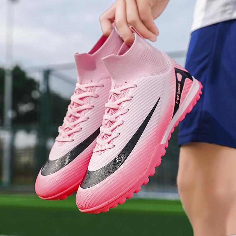 Batch 2025 World Cup C Ronaldo High-top Football Shoes Men's and Women's Youth Spikes Grass Training Shoes