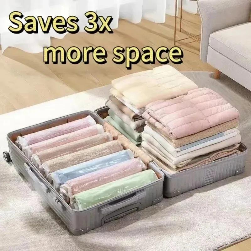 Reise Aufrollbare Kompressionsbeutel, Wiederverwendbare Vakuumaufbewahrungs-Organizer-Tasche, Platz sparen, Aufrollbare Kompression, für Rucksackgepäck