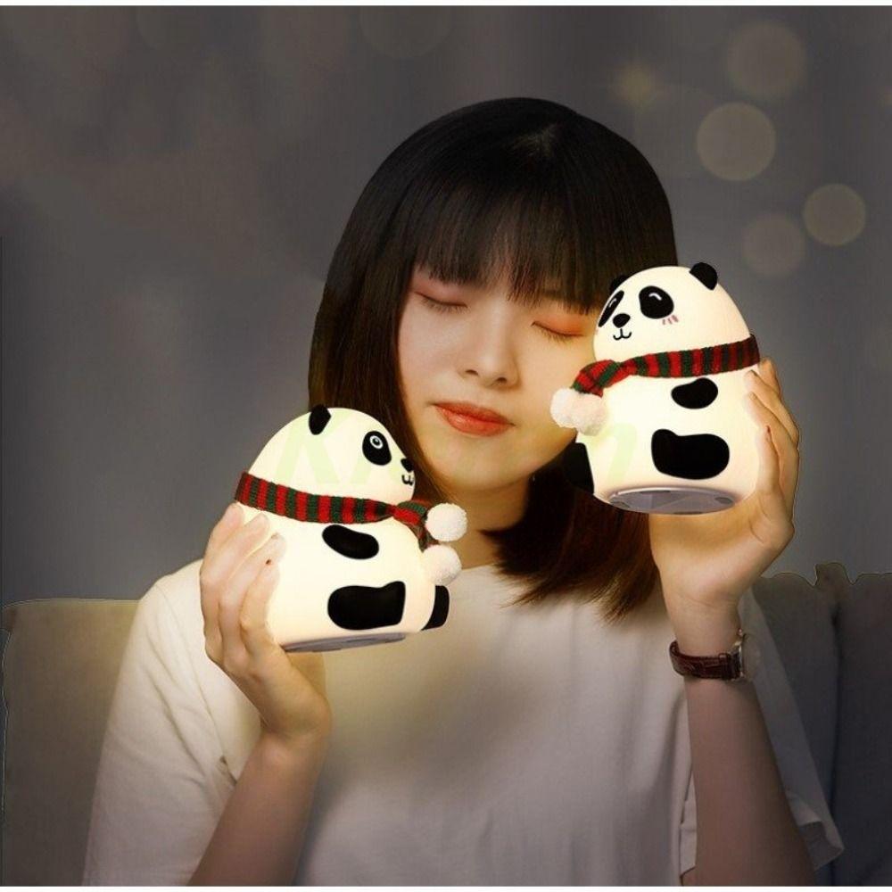 Color Changeable Panda Night Light Percussive Dimmable Table Lamp Panda Desk Lamp Bedroom Decor
