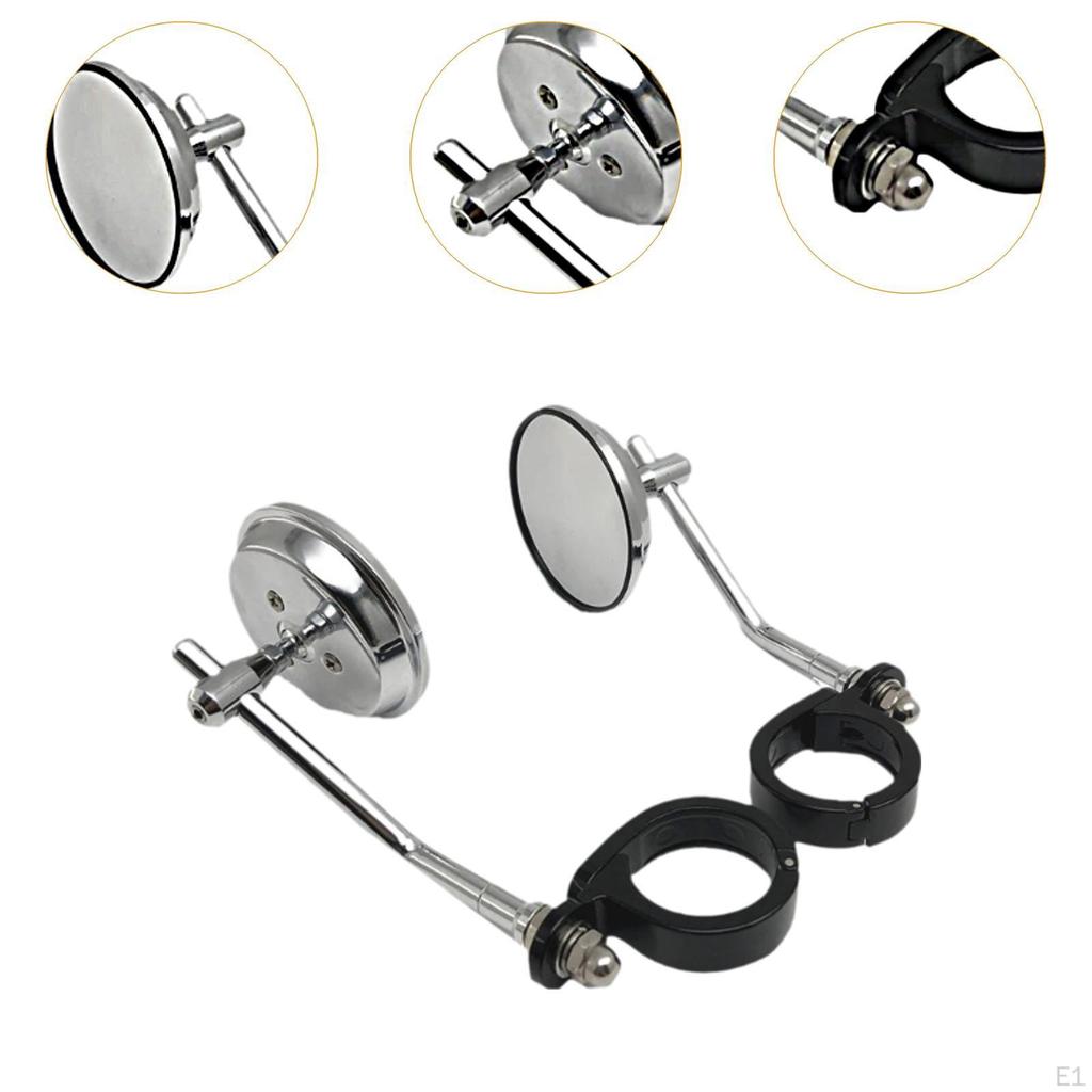 , Retro Clip on 38-41mm Fork Mount Side Mirror Motorcycle for Accessories Replacement