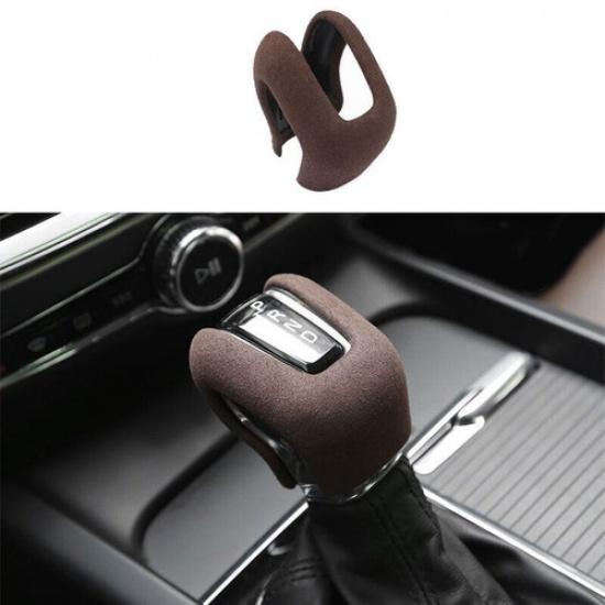 Fit For Volvo XC90 2016- Brown Suede Central Console Gear Shift Knob Trim