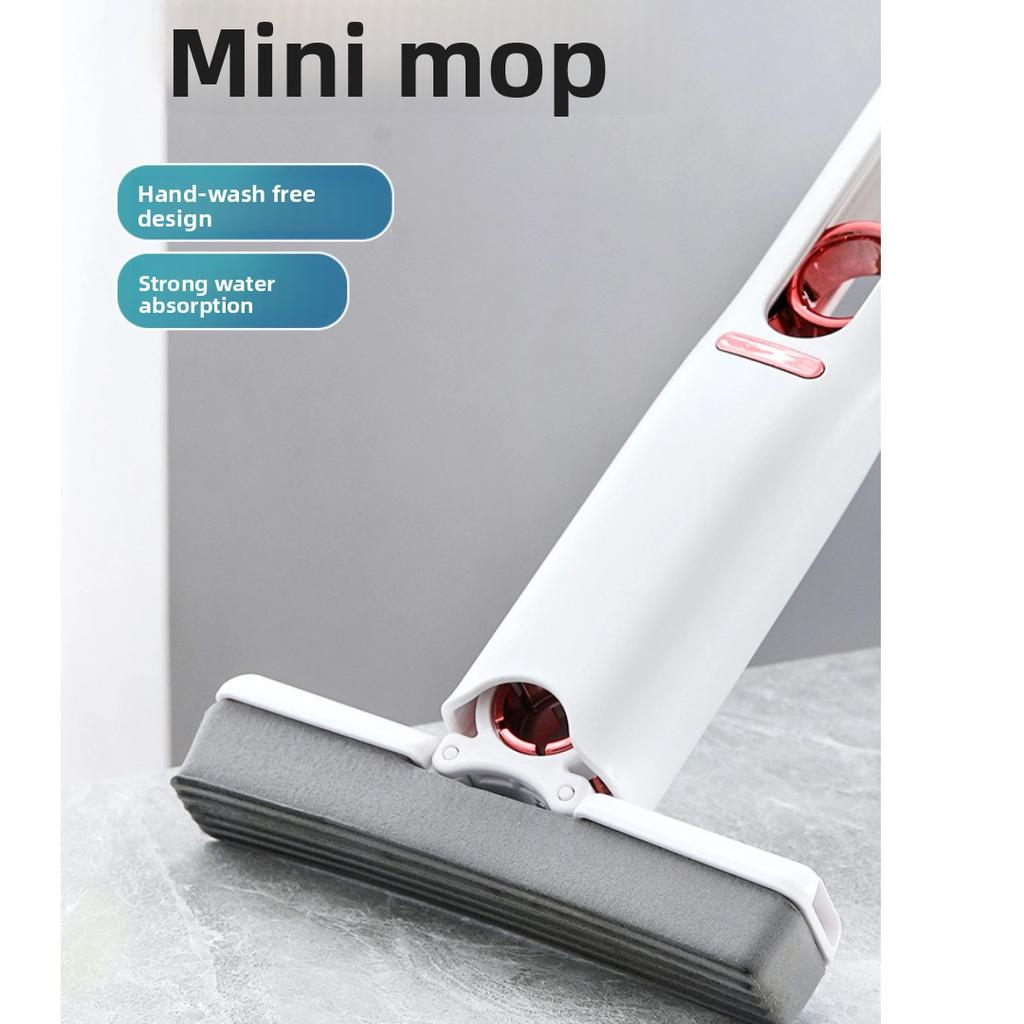Mini Foldable Handheld Sponge Mop, Hands-Free Self Squeeze Multifunctional Absorbent Cleaning Mop for Desktop Bathroom Gap Household Use