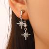 1 Pair Women Earrings Double Eight-Pointed Star Pendant Rhinestone Inlaid Pin Buckle Design Drop Earrings Jewelry Gift