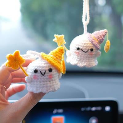 Mini Ghost Pendant Car Interior Hanging Ornament with Lanyard Easy To Hang Rearview Mirror Hanging Accessories Decor Car Charm