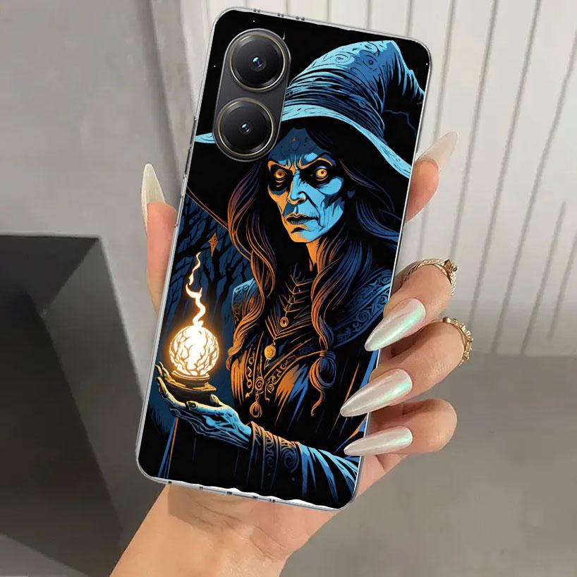 Halloween Moon Witch Horror Phone Case for Xiaomi Poco X5 X6 X7 Pro F7 Ultra M7 Redmi 15 15C 13 13C 12 12C 10 10A 10C 9 9A 9C 9T