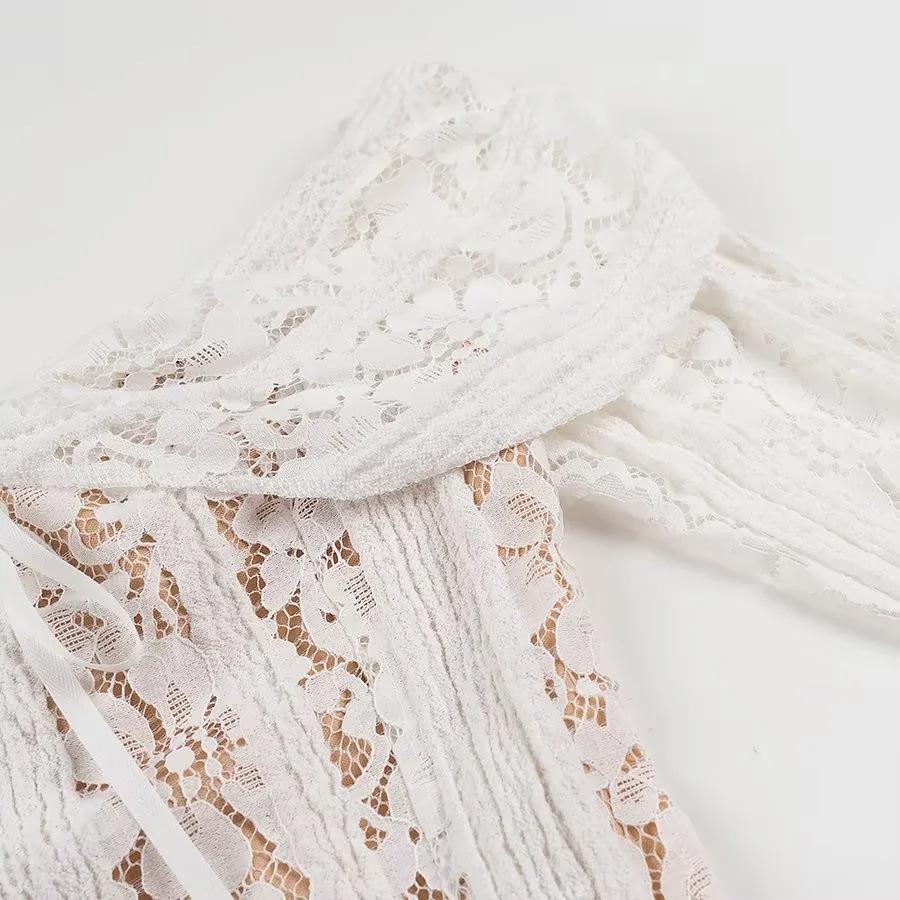 Elegant One-Shoulder Lace Bandeau Dress for Women