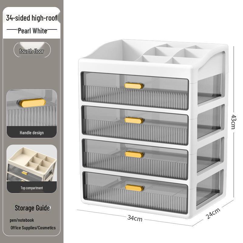 Multi-layer Desktop Organizer: Drawer-Type Storage Box for Office Supplies, Stationery, and Cosmetics