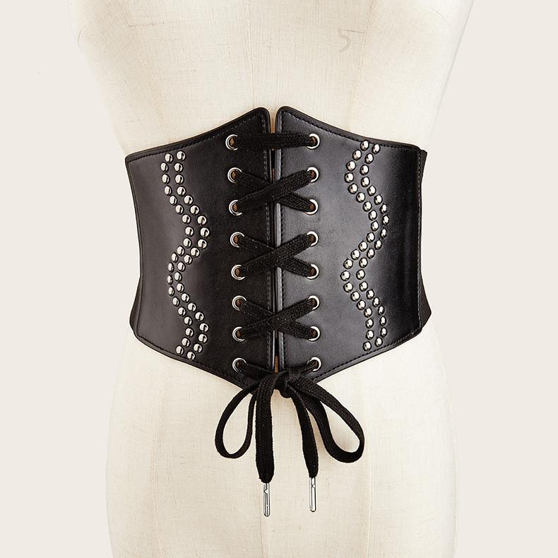Rivet Fashionable And Strap Design Women Elastic Waistband For Dressing Dress