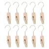 10cm Hanging Clips Metal Hook with Wood Clip 360 Degree Rotating Clothing Hooks for Closet Office