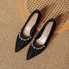 Customized~ Pointed High Heels, Thin Heels, Pearl Fashion Shoes 2025 New Spring and Autumn French Soft Leather Pleated Shallow Mouth Single