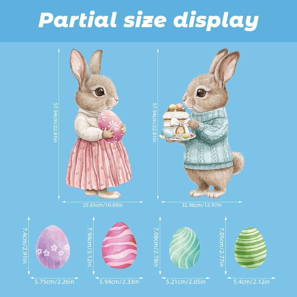 Osterhase Fensteraufkleber Vinyl Wasserdicht Niedliche Kaninchen Deko für Zuhause Glastür Osterdekoration Frühlingsfest Geschenk 2026