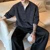 Basic Vintage Turn-down Collar Sweaters Men's Clothing Solid Color Autumn Winter Loose Casual Single-breasted Knitted Cardigan