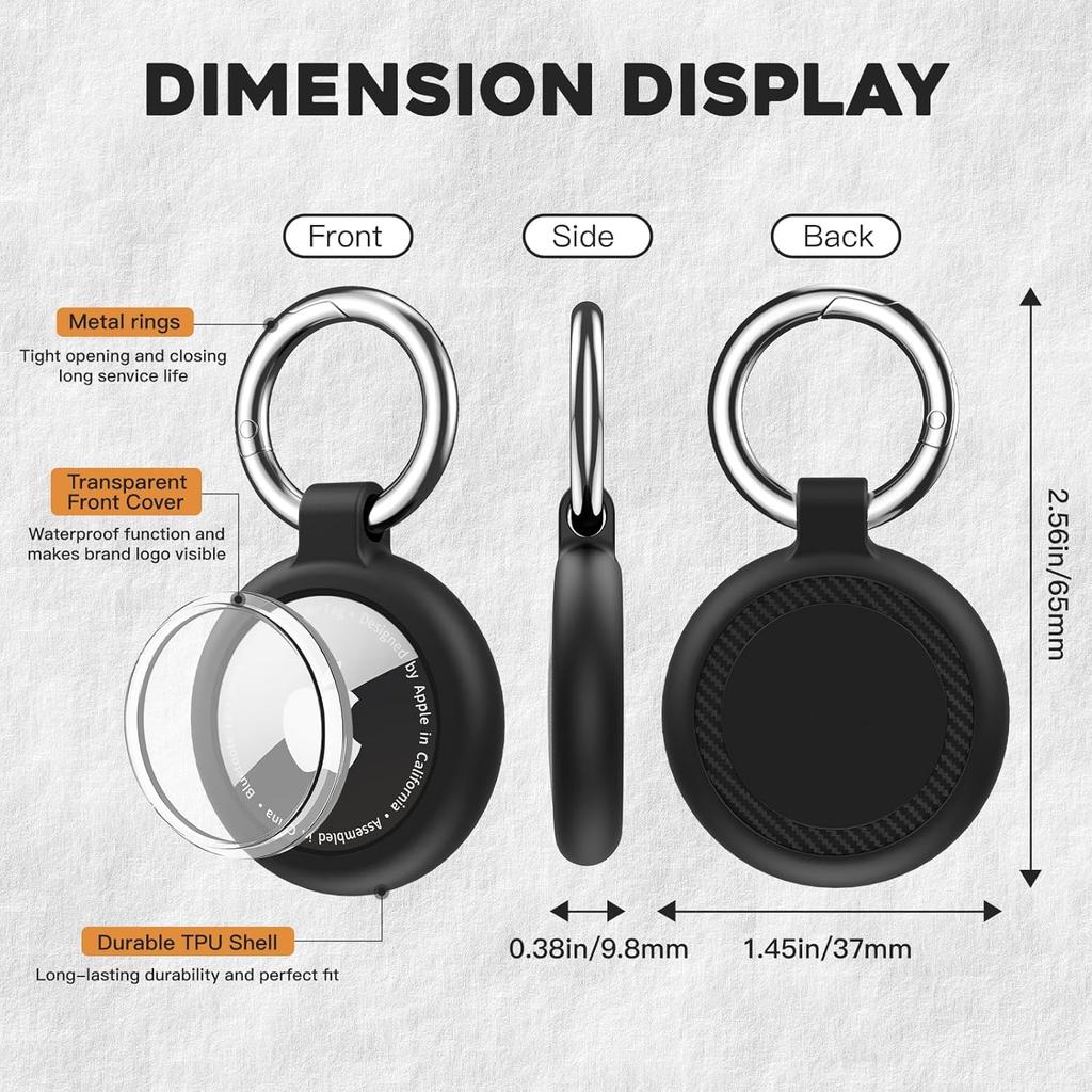PAIFIEVD AirTag Waterproof Case with Keychain, Made of TPU, Full Protection, Portable, Shockproof, and Scratch-Resistant, Hangs On Car Keys, Purse,