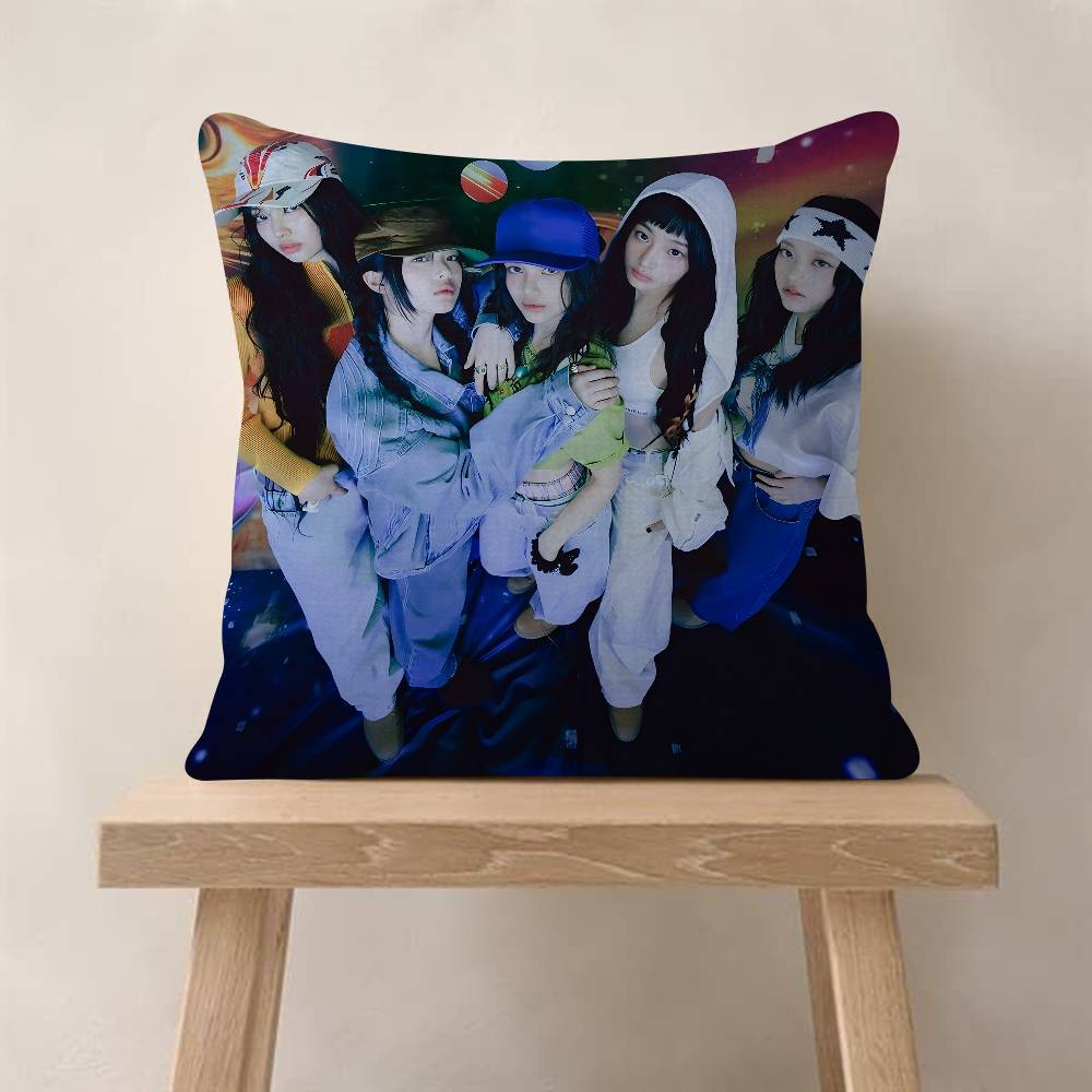 Kpop Singer N-New Jeans Office Cushion Pillowcase Car Cushion Cover45X45CM Lumbar Pillowcase Sofa Pillowcover