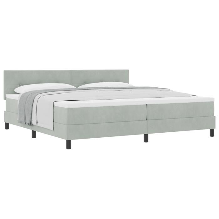 Lit à ressort vidaXL avec matelas Gris clair 200x200 cm Velours 3339194