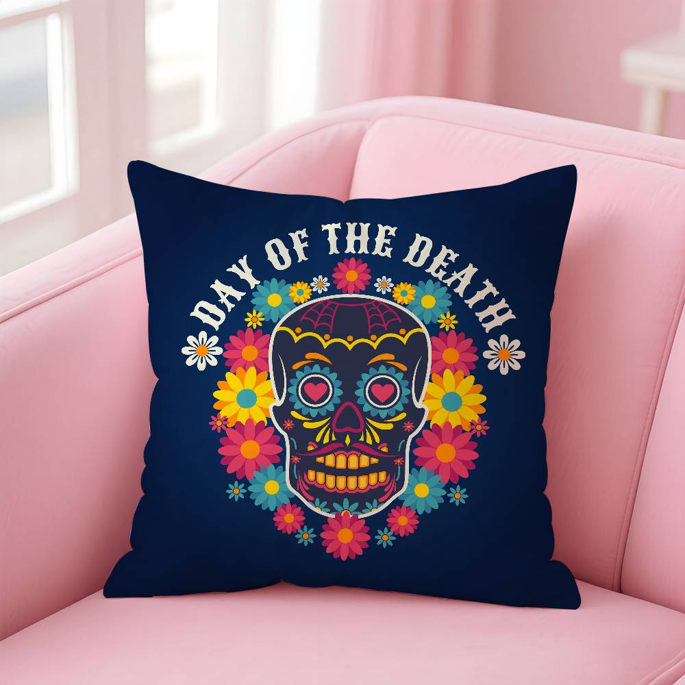 Mexico Easter Flower Skeleton Pillow Case Pattern Printing Pillowcase Living Room Sofa Cushion Cover Bedroom Room Decor