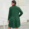 Lediga Klänningar med Lång Ärm Enfärgad Klänning Dam Mock Neck Grön Klänning Lös Hög Midja Klänning Plus Size Klänning Pendlar Modeklänningar