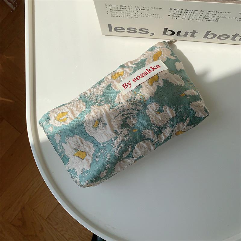 Simple And Elegant Floral Embossed Cosmetic Bag For Everyday Use StyleW