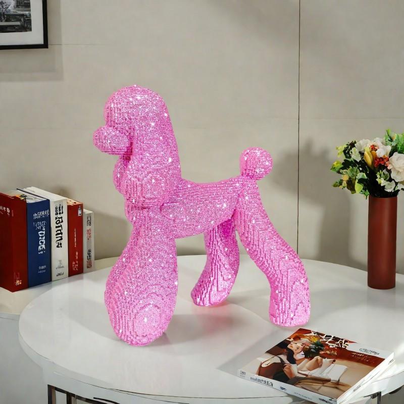 Resin Dachshund Figurine Decorative Ornament Living Room Shelf Cabinet Modern Home Decor Pink Gold