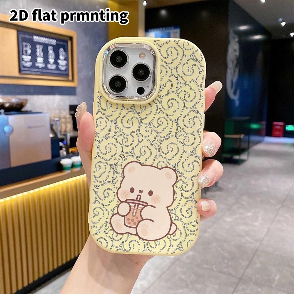 Phone Case: 2D Flat Design Suitable for iPhone 18 17 16 15 14 13 Pro, Couple Style, Light Beige Little Bear, Christmas and Halloween Gift