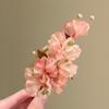 Peach Yaoyao~ Fabric flower pearl hairpin super fairy beautiful atmosphere duck bill clip light luxury temperament hair accessories woman